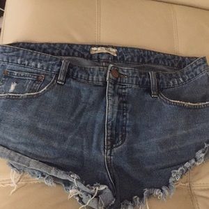 Free People distressed jean shorts